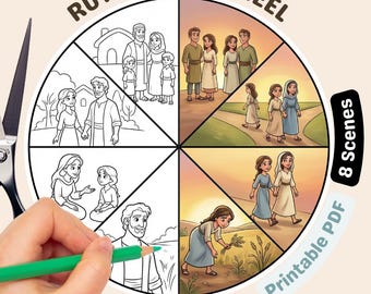 Ruth Story Wheel - Bible Story Printable, Coloring Page (PDF)