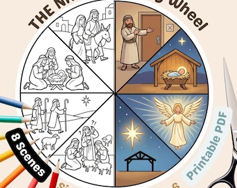 Nativity Story Wheel Printable - Christmas Coloring Page for Toddlers (PDF)