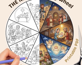 Nativity Story Wheel Printable | Christmas Bible Craft for Kids (PDF)