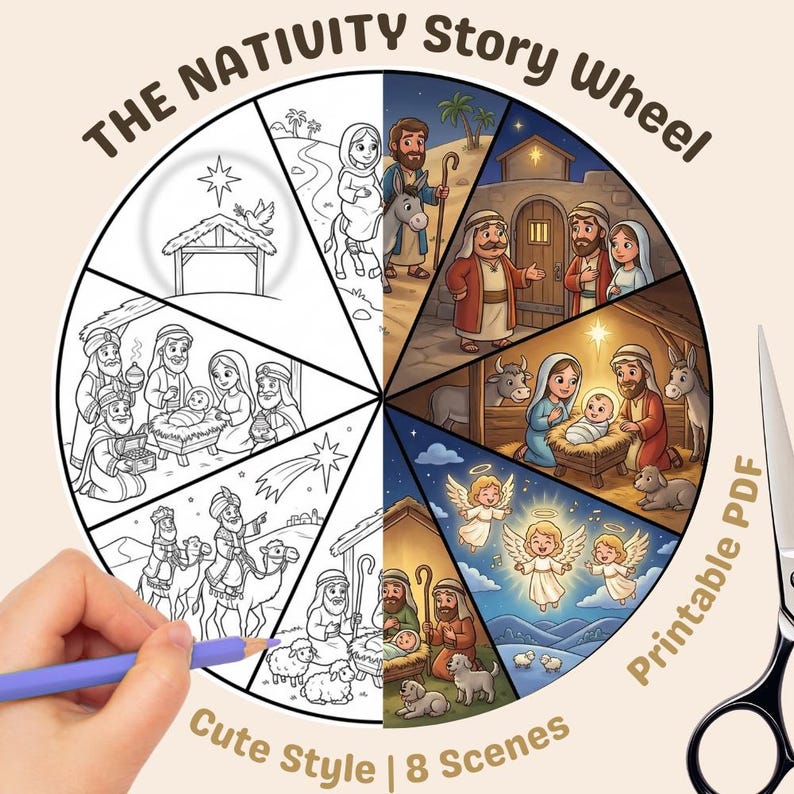 The Nativity Story Wheel Printable | Christmas Sunday School Activity ...