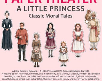 Recortes de papel para el teatro de La Princesita: Personajes de la historia victoriana (Descarga PDF)