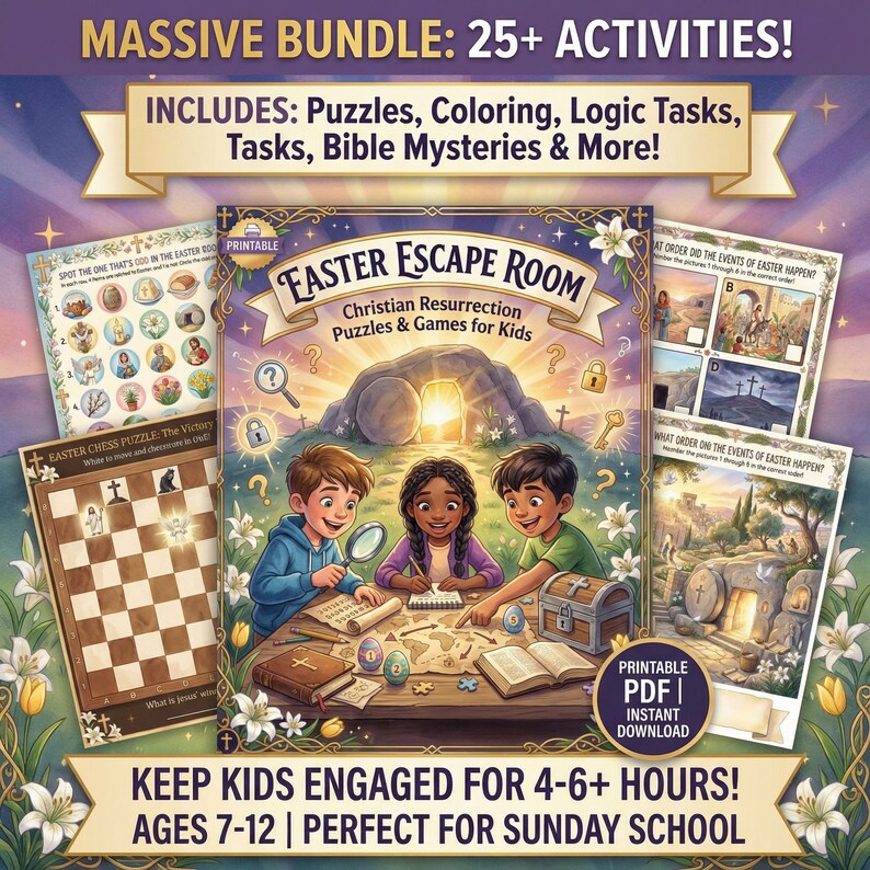 Christian Easter Escape Room Game | Resurrection Puzzles, Ages 7-12 ...