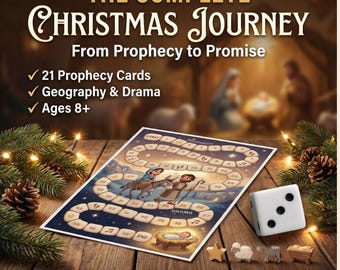 Christmas Prophecy Game with Cards | Nativity Board Game Printable | Old Testament to New | Bible Study Activity | Sunday School