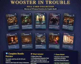 Wooster in Trouble Card Game - P.G. Wodehouse British Humor (Download)