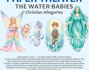 Viktorianische Wasser-Babies Papierfiguren – Christliche Fantasy Cutouts (PDF Download)