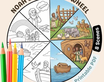 Noah's Ark Story Wheel Printable | Bible Coloring Page (PDF)