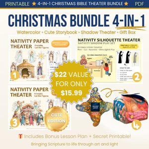 Weihnachtskrippe Printable Bundle | 4-in-1 Bibeltheater (PDF)