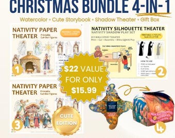Christmas Nativity Printable Bundle - 4-in-1 Bible Theater (PDF)