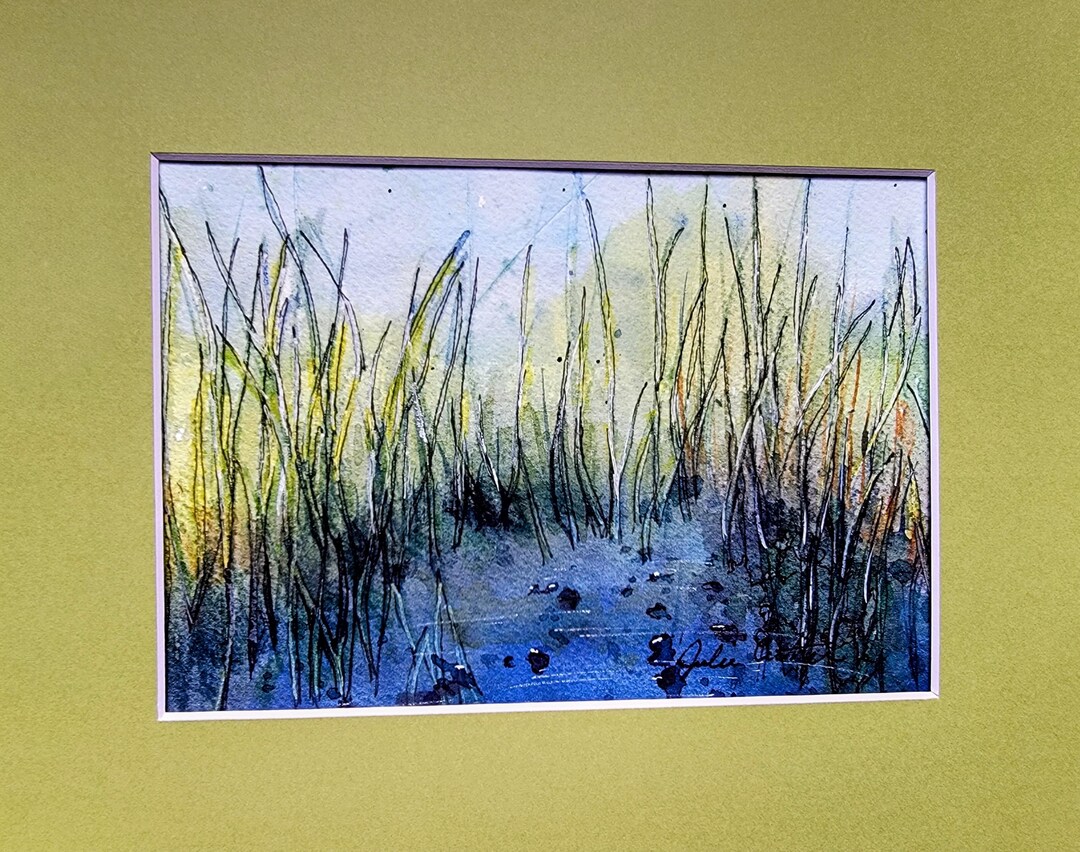 Watercolour Reeds Reeds in Pond Original Watercolor Painting - Matted 8x10 - Etsy
