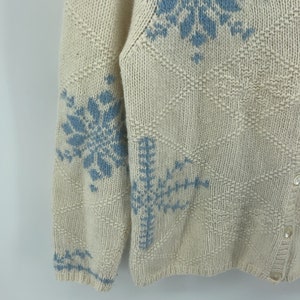 Vintage Talbots corderos lana angora mezcla copo de nieve botón hasta cuello redondo cardigan S imagen 3
