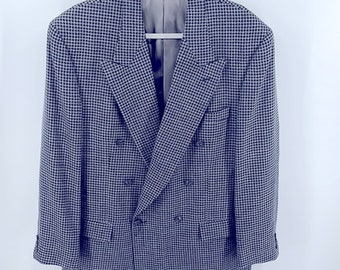 Vintage Givenchy Monsieur houndstooth double breasted sport coat blazer