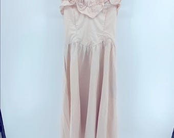 Vintage Gunne Sax ruffle sweetheart neck strapless fit & flare prairie midi dres