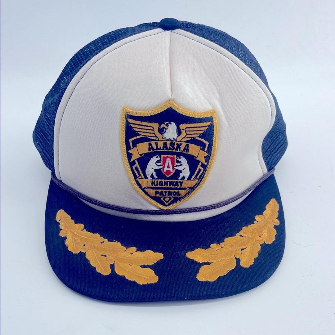 Vintage Alaska Highway Patrol Rope Trucker Captains Adjustable Size Hat ...