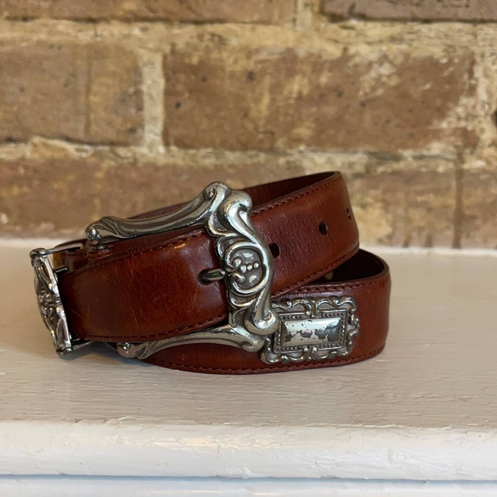 Vintage Fossil Leather Western Boho Belt S - Etsy