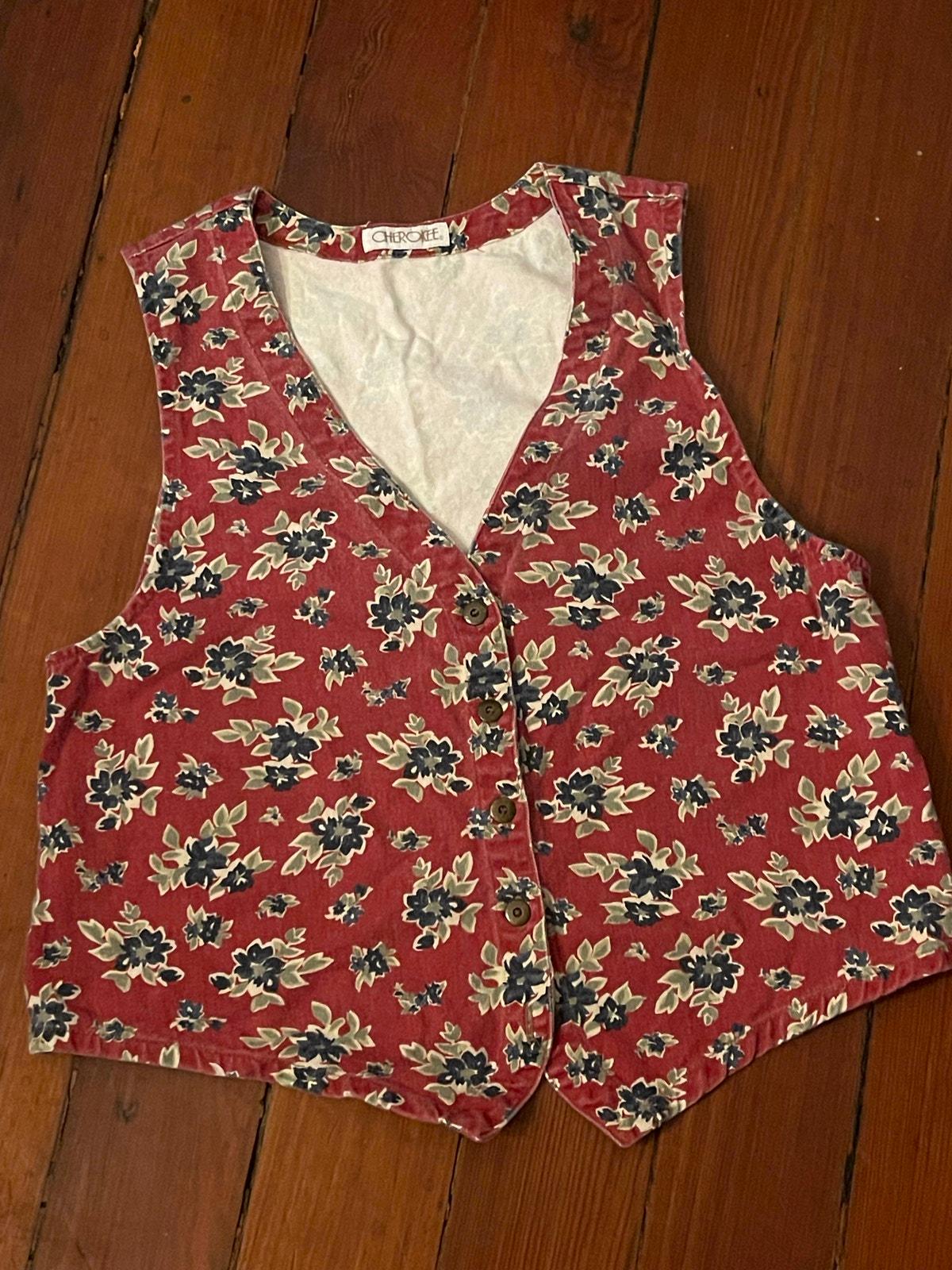 VINTAGE CHEROKEE フラワーデザイン ビンテージベスト M アメカジ 