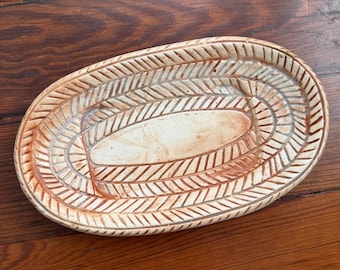 Vintage California Original keramisk tvålskål med fiskbensmönster
