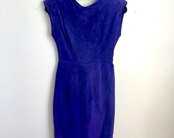 Vintage Interim 80's piel de cerdo ante bodycon mini vestido sz 5