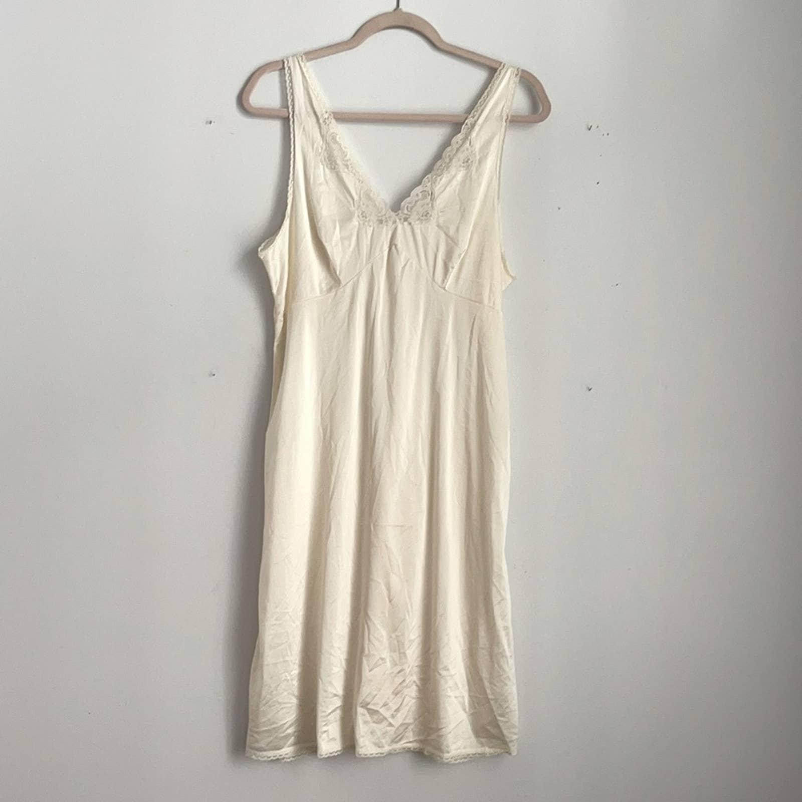 Vintage lace embellished satin slip bridal honeymoon night gown