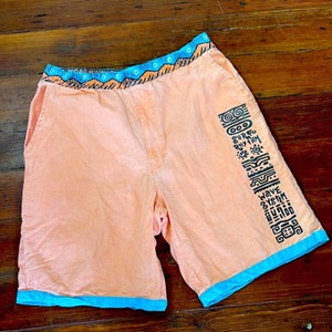 Vintage Gitano 90&#39;s Surf Rhythm stampa elastico in vita tirare su pantaloncini sz M