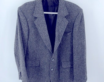 Vintage Cambridge Classic 100% wool tweed two button single vent sport coat 44R