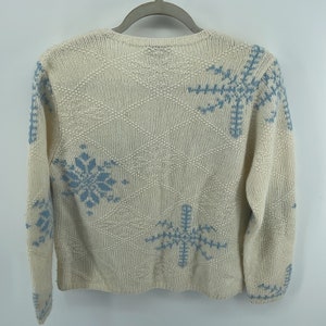 Vintage Talbots corderos lana angora mezcla copo de nieve botón hasta cuello redondo cardigan S imagen 5