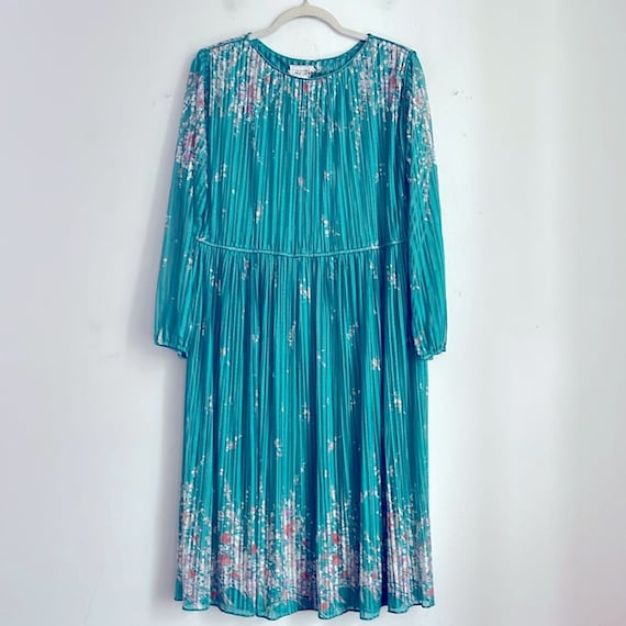 Vintage Hal Ferman floral print wide neck cinch waist long sleeve midi dress 10 Vintage Hal Ferman floral print wide neck cinch waist long sleeve midi dress 10