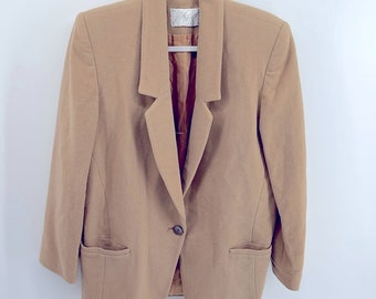 Vintage Lord & Taylor lana cachemira mezcla de línea larga blazer de un solo botón sz 8