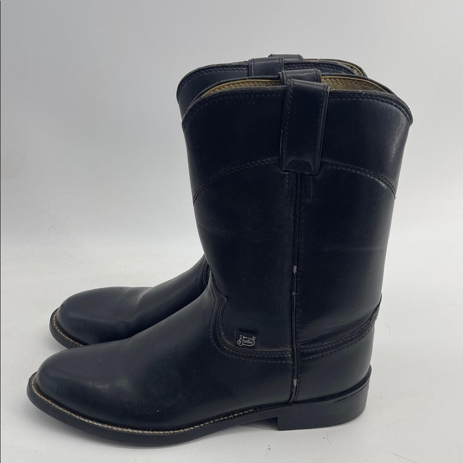 00s JUSTIN pecos boots Western BLK 7b 【公式通販】