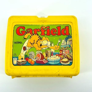 Vintage 1978 Garfield Hard Plastic Lunch Box With 2 Thermoses - Etsy