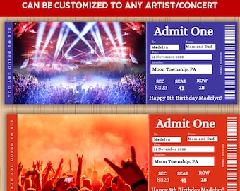 カスタムパーソナライズイベント/コンサートチケット、パーソナライズコンサートチケット、お土産チケット、サプライズコンサートチケット、ギグチケット