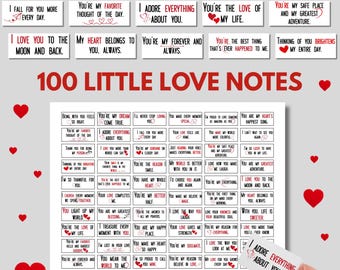 Valentine's Day Love Notes Printable, Message in a Bottle, Love Notes Jar, Love Messages, DIY Love Notes