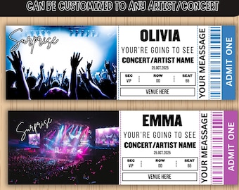 カスタムパーソナライズイベント/コンサートチケット、パーソナライズコンサートチケット、お土産チケット、サプライズコンサートチケット、ギグチケット