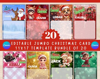 For Boys, Jumbo Christmas treat cards | Jumbo Christmas Card Templates || Editable Jumbo Card | Kids Treat Cards bundle