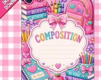 Composition Notebook Covers, Composition Book Cover template, Canva Composition Notebook Designs, Back to School Printable, Digital Download