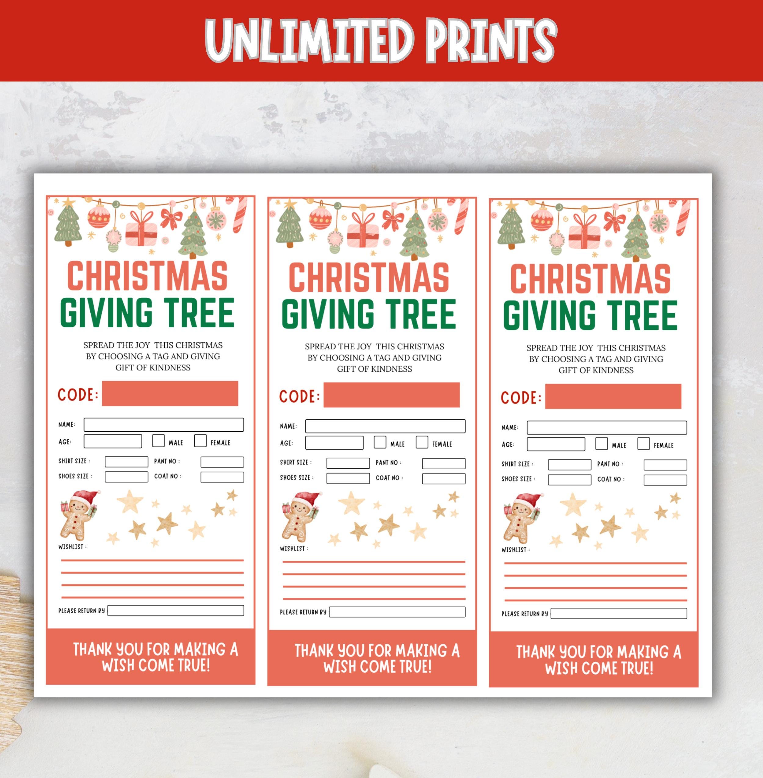 Editable Giving Tree Tags , Angel Tree Tags, Christmas Giving Tree ...