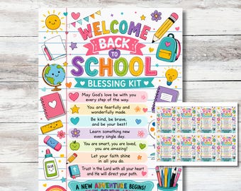 Back to School Blessing Kit, Backpack Blessing, Backpack Prayer, First Day of School Gift Tags, Christian School Gift, Backpack Survival Kit