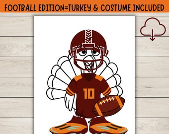 Turkey Disguise Printable - Footballer Costume - Thanksgiving School Craft - Disguise a Turkey Outfit - Thanksgiving Activity Project