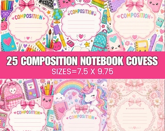 Composition Notebook Covers, Composition Book Cover template, Canva Composition Notebook Designs, Back to School Printable, Digital Download