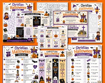 Christian Halloween Printable Bundle | Bible Games & Activities | Sunday School, Church Fall Festival, Trunk or Treat | Instant Download