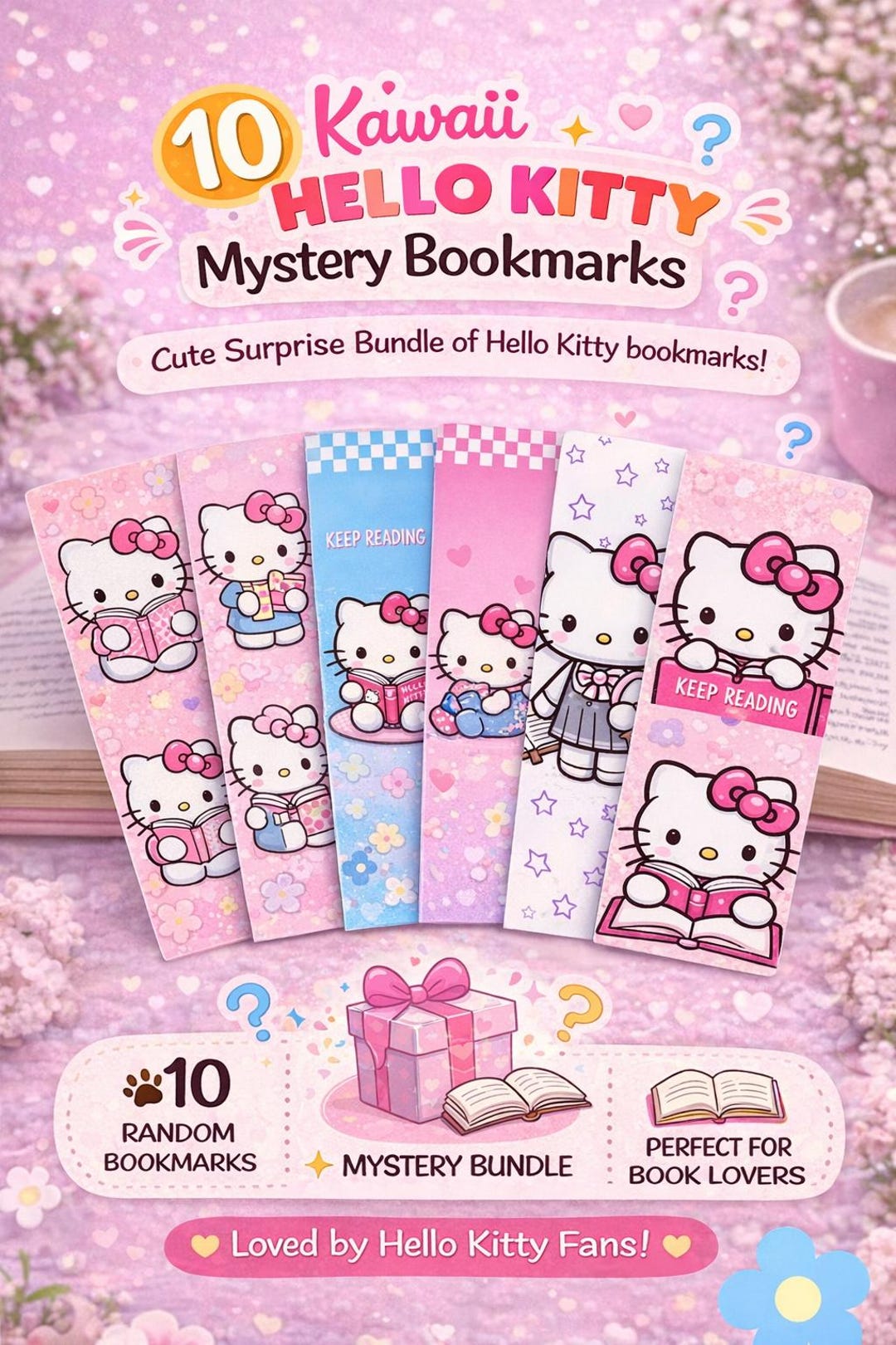 Hello Kitty Bookmark Bundle (set of 10) | Kawaii Mystery Bookmarks ...