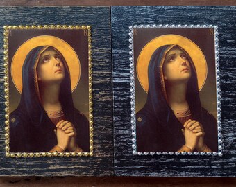Handcrafted Sorrowful Mother Icon | Wooden Mater Dolorosa, Religious Wall Art