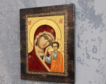 Hand-Carved Kazan Mother of God Icon | Russian Orthodox Art
