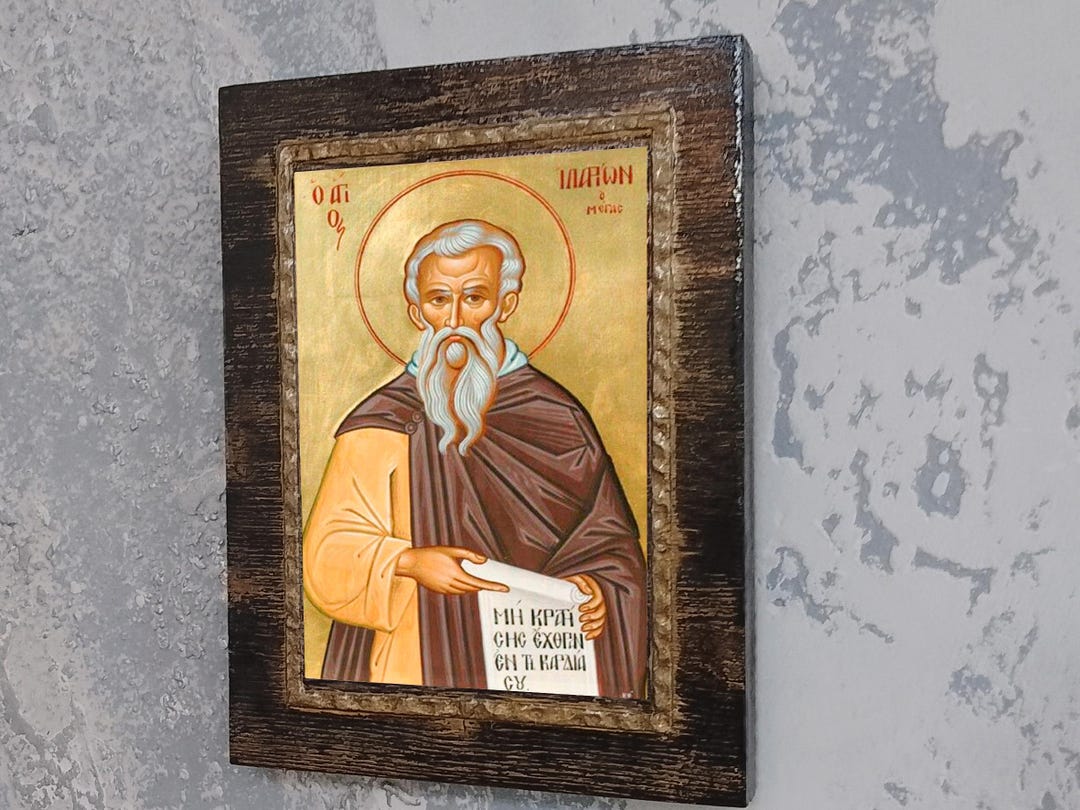 Byzantine Style Icon of Saint Hilarion, Orthodox Christian Wall Art - Etsy