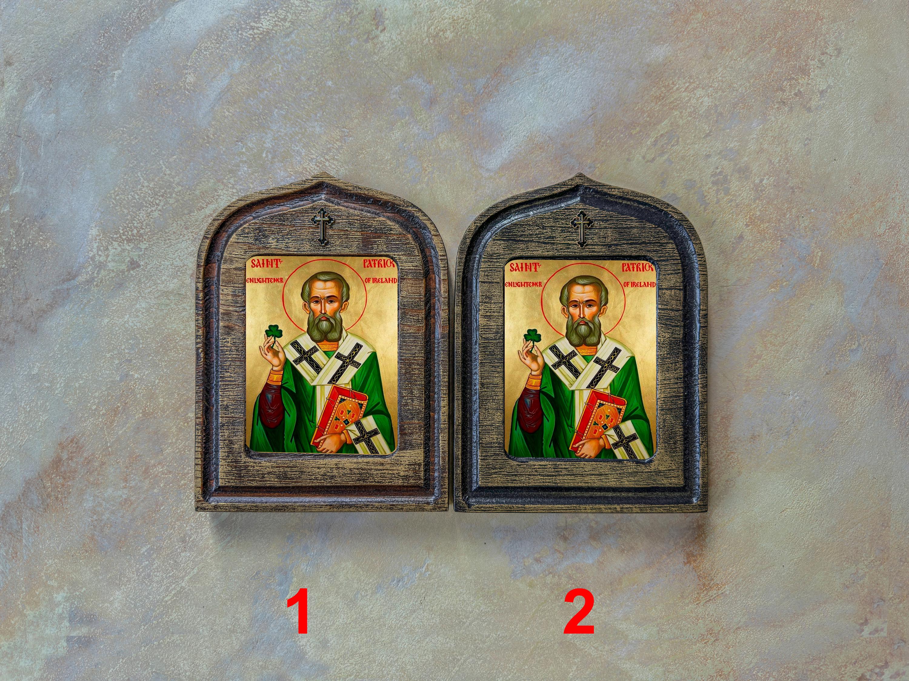 St. Patrick Religious Icon Pattern Handmade Saint Patrick Icon – Catholic Religious Wall Art - Etsy