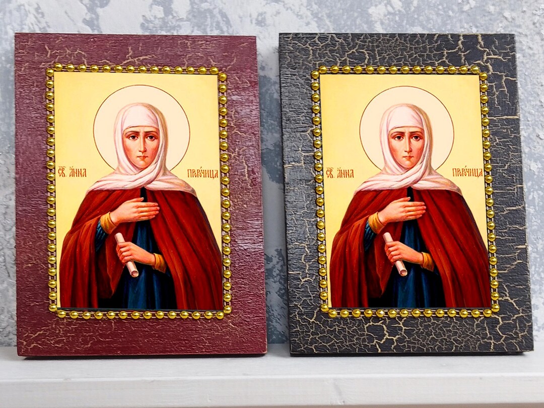 Saint Anna Prophetess Icon Handmade Byzantine Style Wooden Religious ...