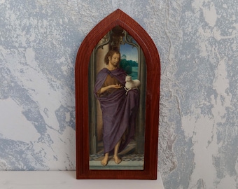 Icono de San Juan Bautista, hecho a mano, bizantino, ortodoxo, católico, madera, precursor, arte religioso de pared