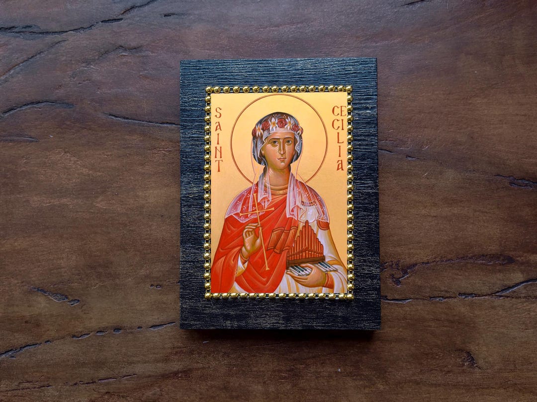 Handcrafted Saint Cecilia Icon – Handmade Wooden Icon for Musicians ...