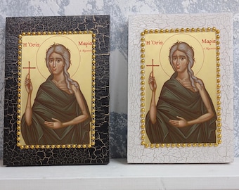 Heilige Maria von Ägypten Ikone, Handgefertigte Byzantinisch-Orthodoxe Kunst