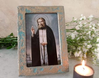 Saint Seraphim of Sarov Wooden Icon |  Orthodox Saint | Religious Wall Decor Gift