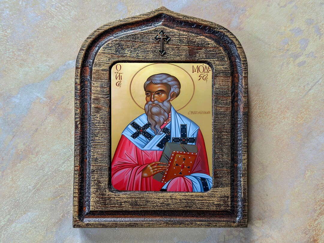 St Modestus Saint Modestus Icon, Byzantine Orthodox Christian Wall Art, Distressed ...